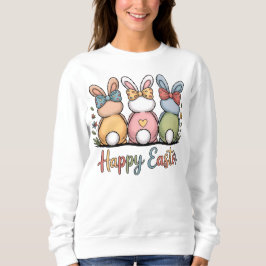 Cute Pastel Easter Bunnies | Whimsical Floral Happ スウェットシャツ