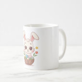 Cute Pastel Easter Bunny Basket Illustration コーヒーマグカップ (正面右)