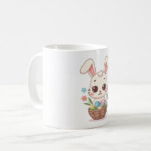 Cute Pastel Easter Bunny Basket Illustration コーヒーマグカップ (正面左)