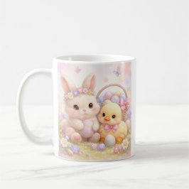 Cute Pastel Easter Bunny & Duck コーヒーマグカップ