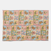 Cute Pastel Easter Bunny Flower Patchwork  キッチンタオル (横)