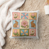 Cute Pastel Easter Bunny Flower Patchwork  クッション (ブランケット)