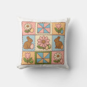 Cute Pastel Easter Bunny Flower Patchwork  クッション (正面)