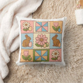 Cute Pastel Easter Bunny Flower Patchwork  クッション (ブランケット)