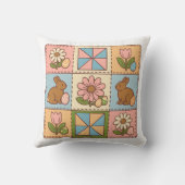 Cute Pastel Easter Bunny Flower Patchwork  クッション (裏面)