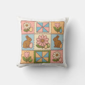 Cute Pastel Easter Bunny Flower Patchwork  クッション (正面)