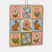 Cute Pastel Easter Bunny Flower Patchwork  セラミックオーナメント (右)