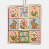 Cute Pastel Easter Bunny Flower Patchwork  セラミックオーナメント (左)