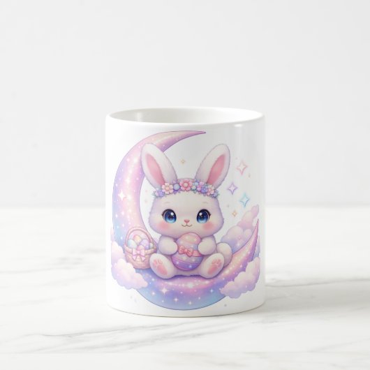 Cute Pastel Easter Bunny Mug – Moon Aesthetic コーヒーマグカップ (中央)