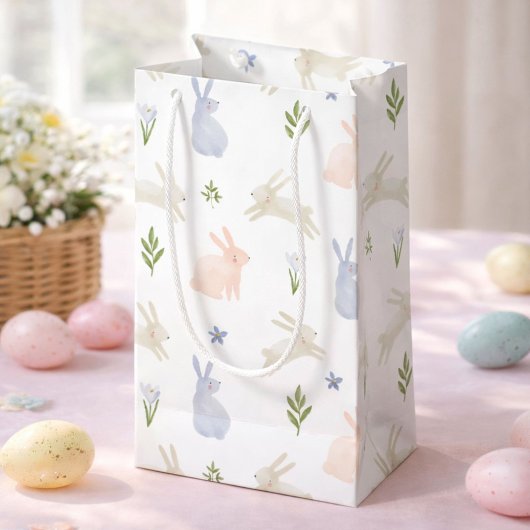 Cute Pastel Easter Bunny Spring スモールペーパーバッグ