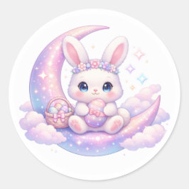 Cute Pastel Easter Bunny Sticker – Celestial Moon  ラウンドシール
