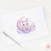 Cute Pastel Easter Bunny Sticker – Celestial Moon  ラウンドシール (封筒)