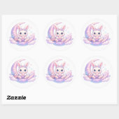 Cute Pastel Easter Bunny Sticker – Celestial Moon  ラウンドシール (シート)