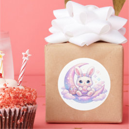 Cute Pastel Easter Bunny Sticker – Celestial Moon  ラウンドシール