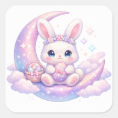 Cute Pastel Easter Bunny Sticker – Moon Aesthetic スクエアシール (正面)