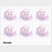 Cute Pastel Easter Bunny Sticker – Moon Aesthetic スクエアシール (シート)