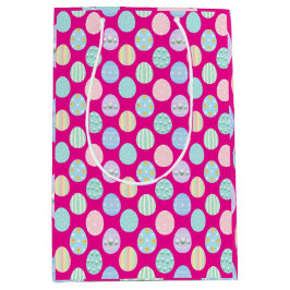 Cute Pastel Easter Eggs Pattern  ミディアムペーパーバッグ