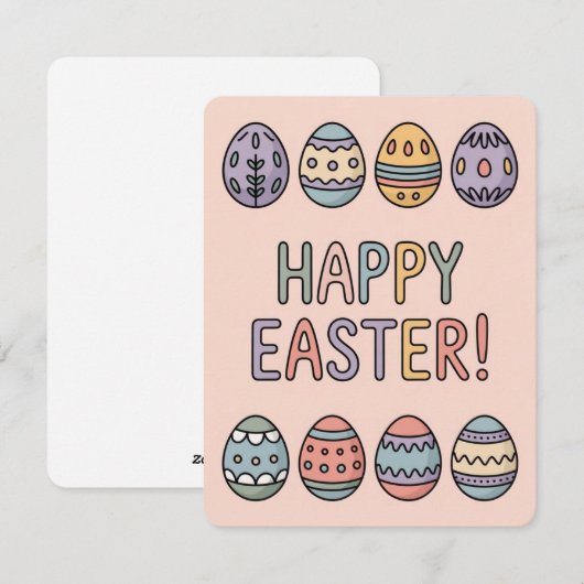 Cute Pastel Easter Eggs Spring Holiday Card シーズンカード (正面/裏面)