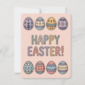 Cute Pastel Easter Eggs Spring Holiday Card シーズンカード (正面)