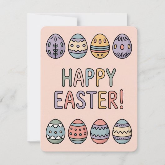 Cute Pastel Easter Eggs Spring Holiday Card シーズンカード (正面)
