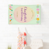 Cute Pastel Eggs Green Kids Birthday Welcom Banner 横断幕 (インサイチュ)