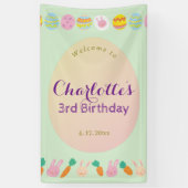 Cute Pastel Eggs Green Kids Birthday Welcom Banner 横断幕 (縦)