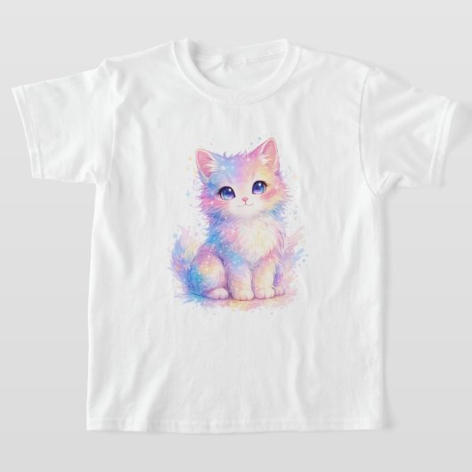 Cute Pastel Galaxy Cat T-Shirt  Tシャツ (レイダウン)