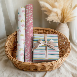 Cute Pastel Gender Neutral Baby Shower Pattern  ラッピングペーパーシート