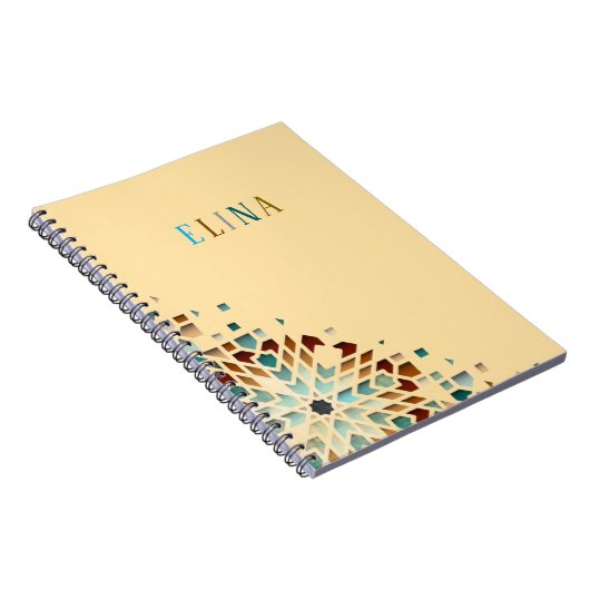 Cute Pastel Geometric Shapes Personalized Name ノートブック (右側)