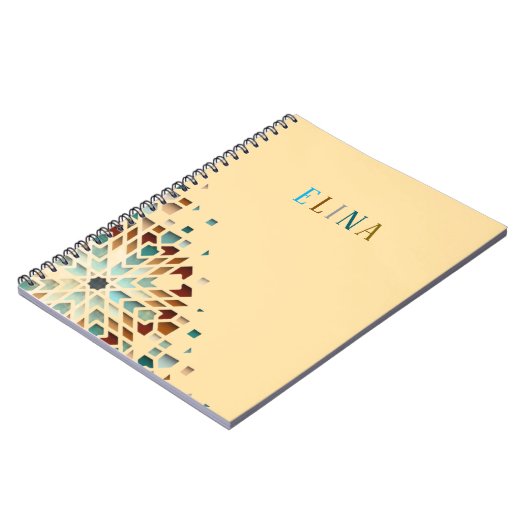 Cute Pastel Geometric Shapes Personalized Name ノートブック (左側)