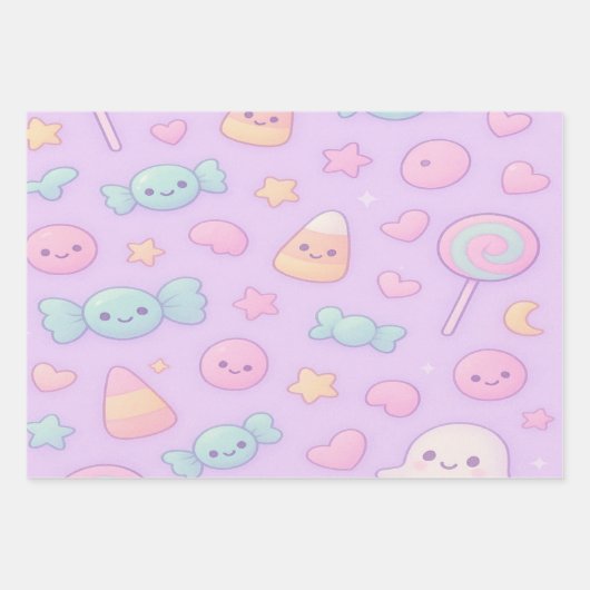 Cute Pastel Ghost Halloween, ラッピングペーパーシート (正面)