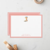 Cute Pastel Giraffe Chef Baby Shower Note Card ノートカード (正面/裏面インサイチュ)
