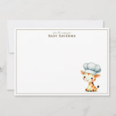 Cute Pastel Giraffe Chef Boy Nursery Thank You  ノートカード (正面)