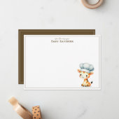Cute Pastel Giraffe Chef Boy Nursery Thank You  ノートカード (正面/裏面インサイチュ)