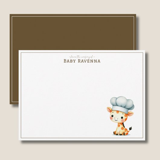 Cute Pastel Giraffe Chef Boy Nursery Thank You  ノートカード
