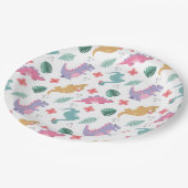 Cute Pastel Girl Dinosaur ペーパープレート (アングル)