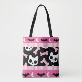 Cute Pastel Goth Halloween Cat & Bat  トートバッグ (正面)