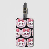 Cute Pastel Goth Skull with Bow ラゲッジタグ (正面縦)