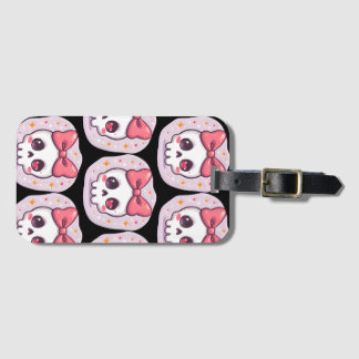 Cute Pastel Goth Skull with Bow ラゲッジタグ