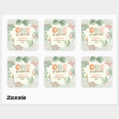 Cute Pastel Green Dinosaur One A Saurus Birthday  スクエアシール (シート)