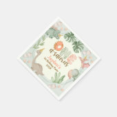 Cute Pastel Green Dinosaur One A Saurus Birthday  スタンダードカクテルナプキン (角)