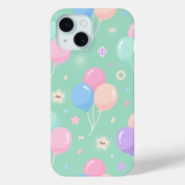 Cute pastel green with balloons Case-Mate  iPhone 15ケース