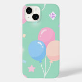 Cute pastel green with balloons Case-Mate iPhoneケース (裏面)