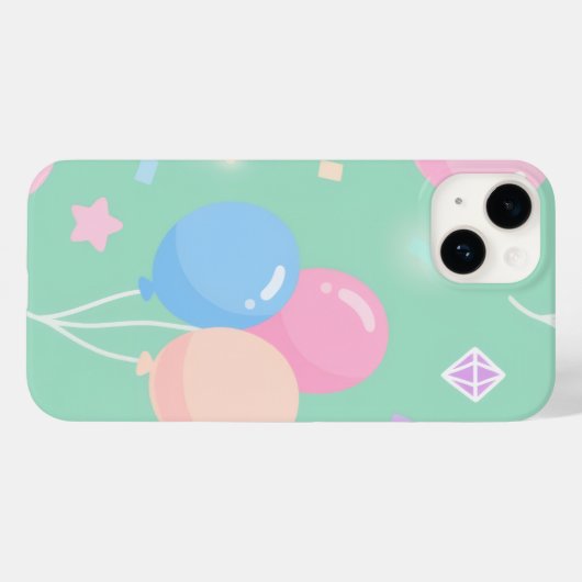 Cute pastel green with balloons Case-Mate iPhoneケース (裏面 (横))