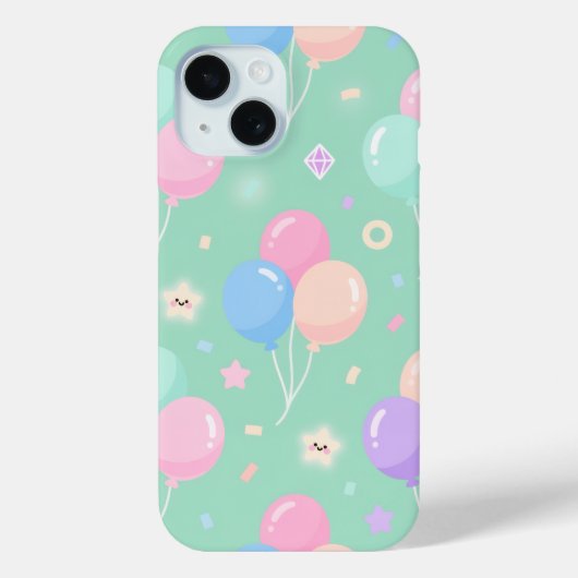 Cute pastel green with balloons Case-Mate  iPhoneケース (裏面)