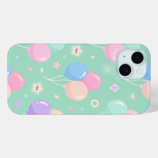 Cute pastel green with balloons Case-Mate  iPhoneケース (裏面 (横))