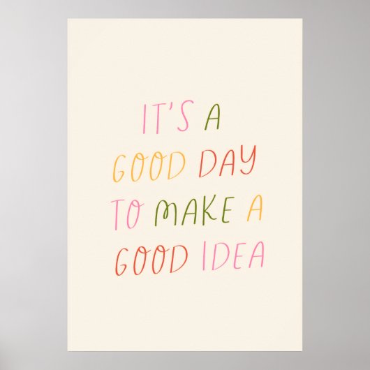 Cute Pastel Hand Lettering Motivational Quote Art ポスター (正面)