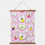Cute Pastel Heart Wood Topped Wall Tapestry 吊り下げ型タペストリー (正面)