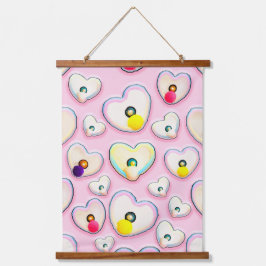 Cute Pastel Heart Wood Topped Wall Tapestry 吊り下げ型タペストリー