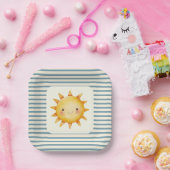 Cute pastel here comes the son baby shower ペーパープレート (パーティー)
